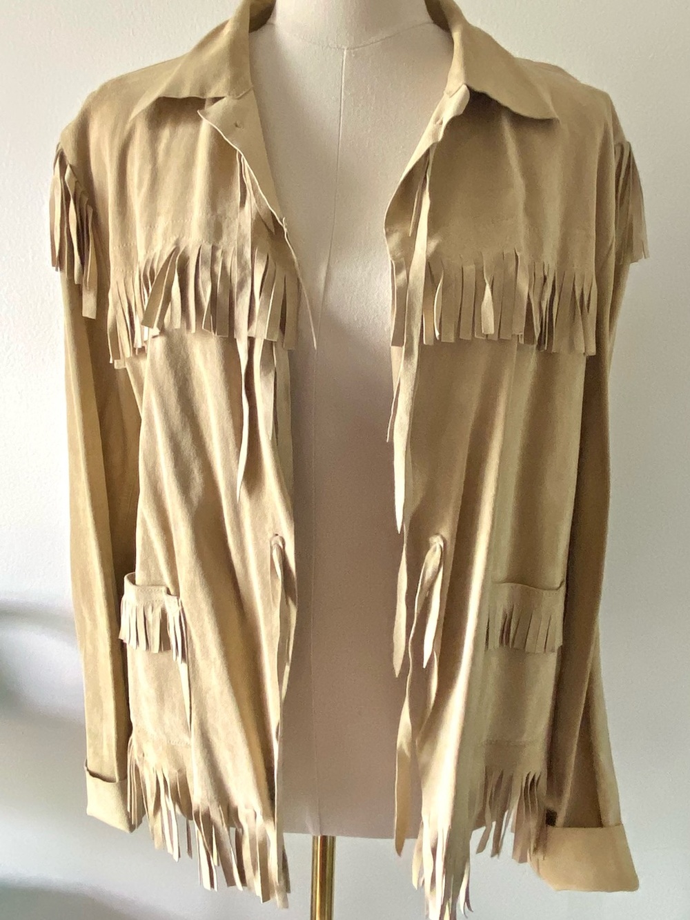 True Grit Fringe Leather Western Native Jacket Leather Tie Closure Women's XL - Picture 2 of 16